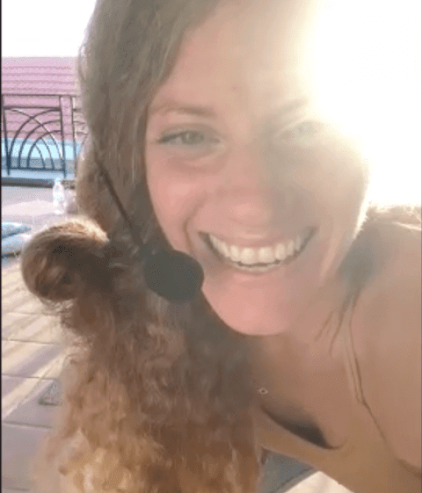 Beth smiles with headpiece